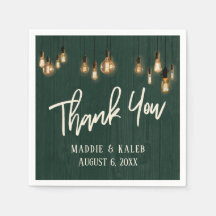 Edison Lights付きダークグリーン素朴ウッドに感謝