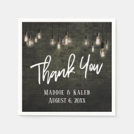 Edison Lights付き工業用ブリック スタンダードカクテルナプキン