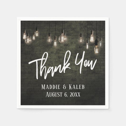 Edison Lights付き工業用ブリック スタンダードカクテルナプキン (正面)