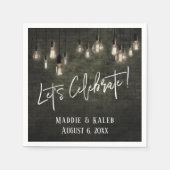 Edison Lights付祝き産業用レンガ スタンダードカクテルナプキン (正面)