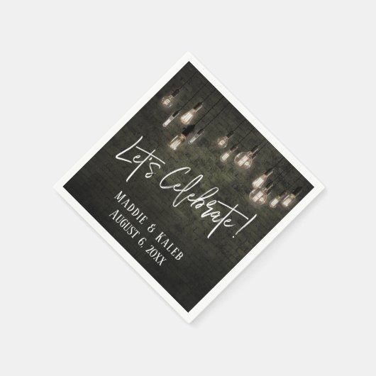 Edison Lights付祝き産業用レンガ スタンダードカクテルナプキン (角)