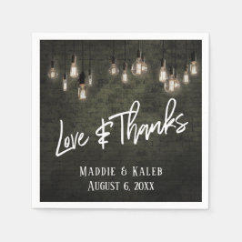 Edison Lights感謝してい付きLove and Industrial Bricks スタンダードカクテルナプキン