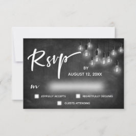 Edison Lights Chalkboard書道モダンRSVP 出欠カード