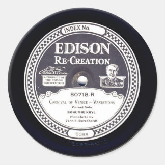 EDISON Re-Creationミニフォノグラフレコードステッカー ラウンドシール