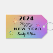 Edit YEAR, Gradient Rainbow Happy New Year 202X ギフトタグ (正面(横))