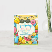 Editab PoolParty誕生日子供へおもしろいサマースイム 招待状 (正面)