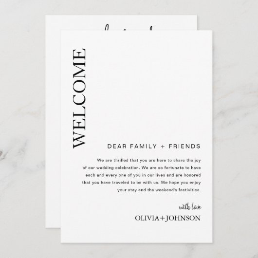 EDITABLEの結婚Welcome Letter & Timeline Card 招待状 (正面/裏面)