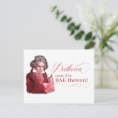 EDITABLE クラシカル Music w / Beethoven Valentine シーズンポストカード (スタンド正面)