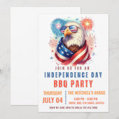 EDITABLE 4th of 7月Backyard BBQ Fireworks Neighb 招待状 (正面/裏面)