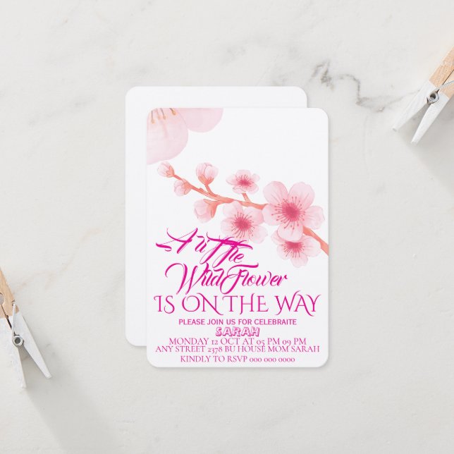 Editable A Little Wildflower Baby Shower Invitatio (正面/裏面インサイチュ)