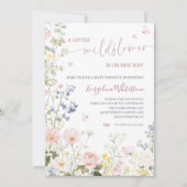 Editable A Little Wildflower Baby Shower Invitatio 招待状 (正面)