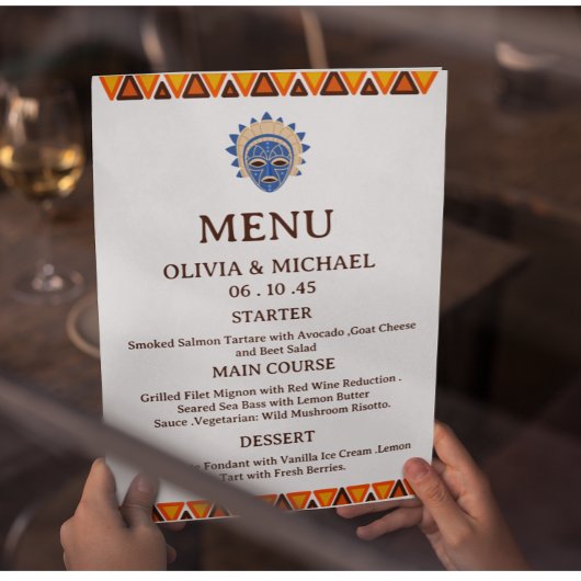 Editable African Tribal Mask Ethnic Wedding  メニュー