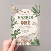 Editable "AGE" Dinosaurs Trex Wild Birthday アクリル招待状 (インサイチュ (ポータブル))