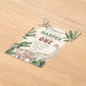 Editable "AGE" Dinosaurs Trex Wild Birthday アクリル招待状 (レイダウン)