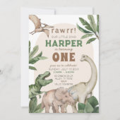 Editable "AGE" Dinosaurs Trex Wild Birthday 招待状 (正面)