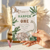 Editable "AGE" Dinosaurs Trex Wild Birthday 招待状