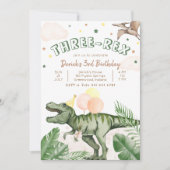 Editable "AGE" Dinosaurs Trex Wild Birthday 招待状 (正面)