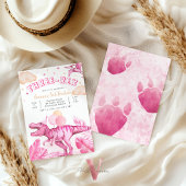 Editable "AGE" Dinosaurs Trex Wild Birthday Pink 招待状