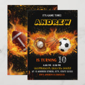 Editable All Star Sports Birthday Invitation 招待状 (正面/裏面)