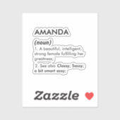 Editable Amanda name definition, custom name シール (シート)