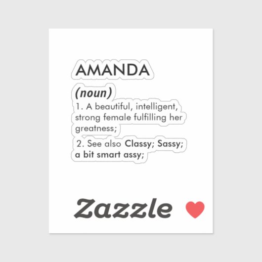 Editable Amanda name definition, custom name シール (シート)