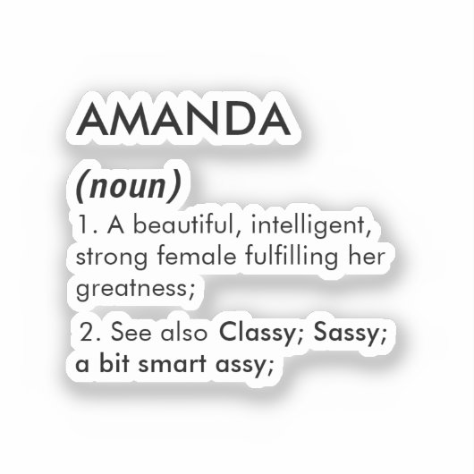 Editable Amanda name definition, custom name シール (正面)