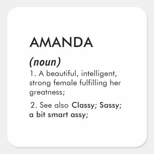 Editable Amanda name definition, custom name スクエアシール (正面)