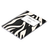 Editable Animal Zebra Black White ノートブック (左側)
