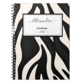 Editable Animal Zebra Black White ノートブック (正面)