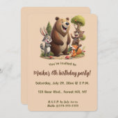 Editable Animals of the Forest Birthday 招待状 (正面/裏面)