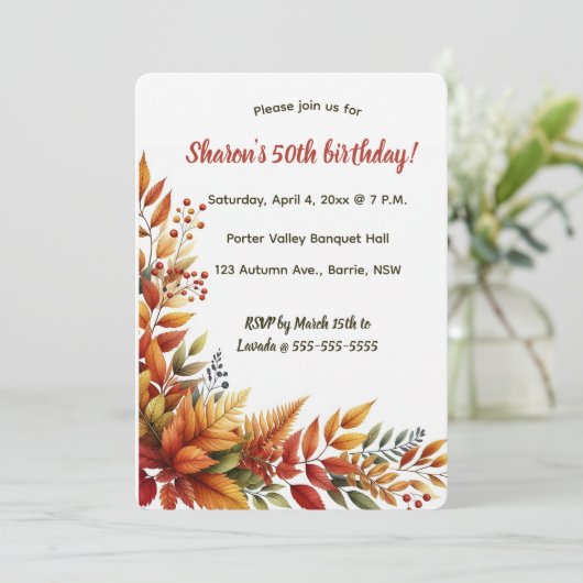 Editable Autumn Foliage 招待状 (スタンド正面)