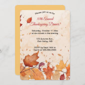 Editable Autumn Leaves Invitation 招待状 (正面/裏面)