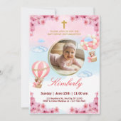 Editable Baby Girl Baptism Invitation  招待状 (正面)