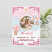 Editable Baby Girl Baptism Invitation  招待状 (スタンド正面)