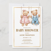 Editable Baby Shower – Cute Teddy Bear  招待状 (正面)