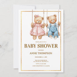 Editable Baby Shower – Cute Teddy Bear 招待状