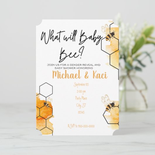 EDITABLE, baby shower, gender reveal, invitation 招待状 (スタンド正面)