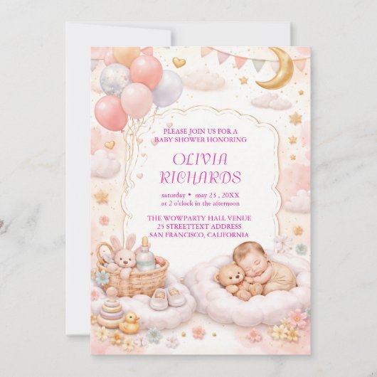 Editable Baby Shower Invitation Template  招待状 (正面)