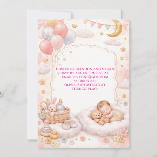 Editable Baby Shower Invitation Template  招待状 (裏面)