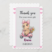 Editable Baby Shower Thank You Card Cute capybara 招待状 (正面/裏面)