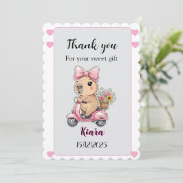 Editable Baby Shower Thank You Card Cute capybara 招待状