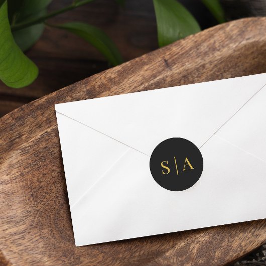 Editable Background Color Wedding Monogram ラウンドシール