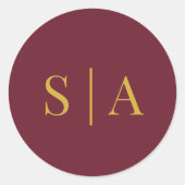 Editable Background Color Wedding Monogram Classic ラウンドシール (正面)