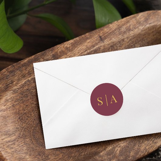 Editable Background Color Wedding Monogram Classic ラウンドシール