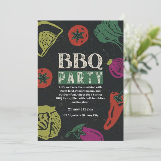 Editable Backyard BBQ Game Night Invitation  招待状 (スタンド正面)