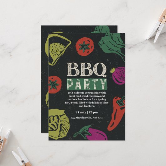 Editable Backyard BBQ Game Night Invitation  招待状 (正面/裏面インサイチュ)