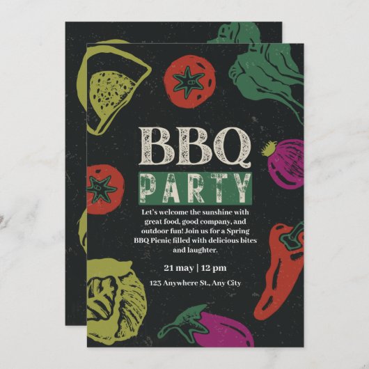 Editable Backyard BBQ Game Night Invitation  招待状 (正面/裏面)