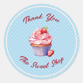Editable Bakery Thank You Stickers | Cupcake Logo  ラウンドシール