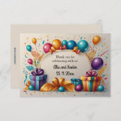 Editable Balloons and Presents Notecard 招待状 (正面/裏面)