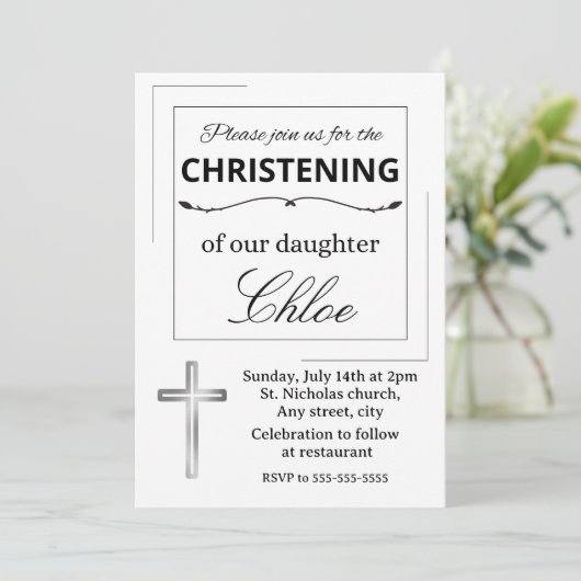 Editable baptism invitation 招待状 (スタンド正面)